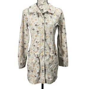 Frenchi Button-Up Jacket Y2K Walking Coat Floral Lightweight Cotton Size Medium